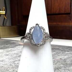 Ring Bomb Party Ring, size 7, light blue stone, silver color band